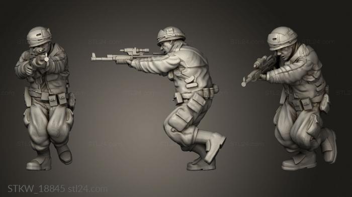 Статуэтки военные (Солдат с бластером бежит, STKW_18845) 3D модель для ЧПУ станка