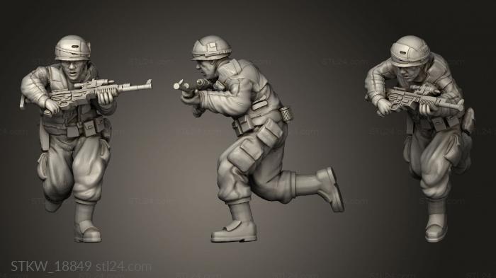 Статуэтки военные (Солдат бежит, STKW_18849) 3D модель для ЧПУ станка
