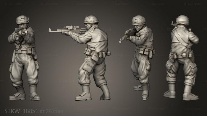 Статуэтки военные (Солдат ведет постоянный огонь, STKW_18851) 3D модель для ЧПУ станка