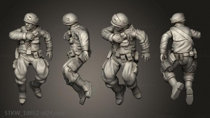 Military figurines (trooper wounded, STKW_18852) 3D models for cnc