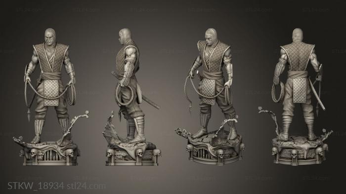 Статуэтки военные (Скорпион из Mortal Kombat, STKW_18934) 3D модель для ЧПУ станка