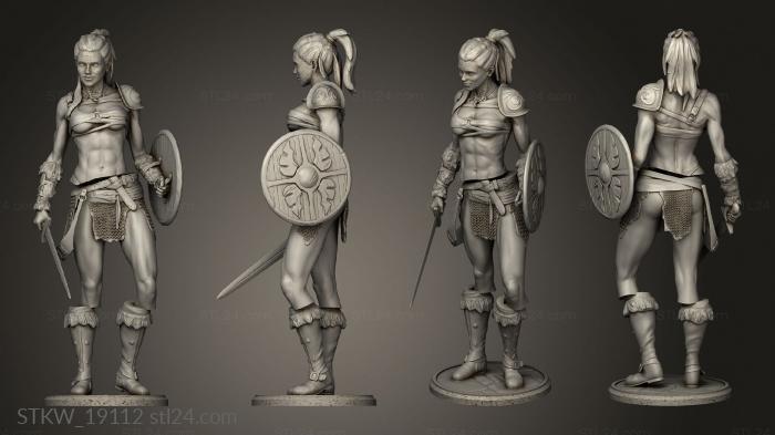 Military figurines (Sexy Female Gladiator simple, STKW_19112) 3D models for cnc