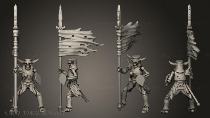 Military figurines (Skeleton Horsemen Command Bearer, STKW_19403) 3D models for cnc