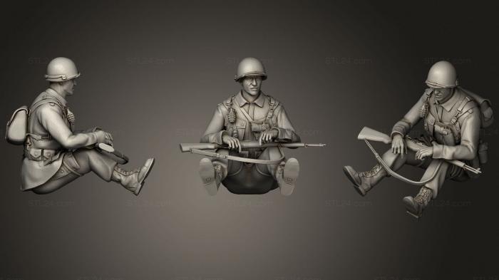 Статуэтки военные (Солдаты США 2-я мировая война 3, STKW_2014) 3D модель для ЧПУ станка