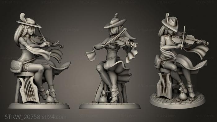 Military figurines (Tavern Rock Band silv the elf bard female, STKW_20758) 3D models for cnc