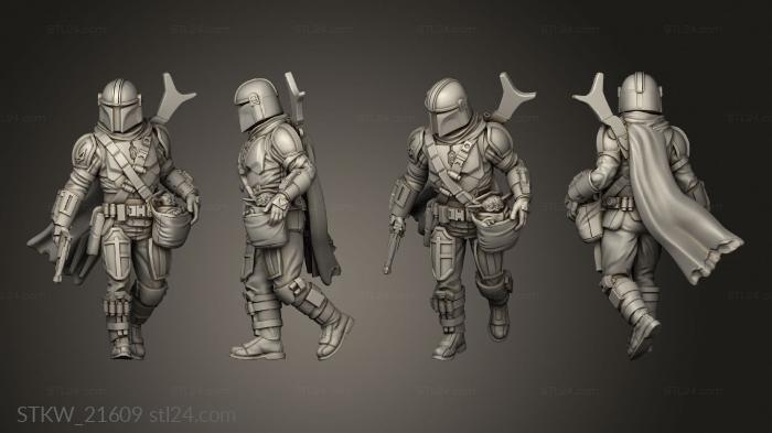 Military figurines (the seasoned hunter seasoned walking, STKW_21609) 3D models for cnc