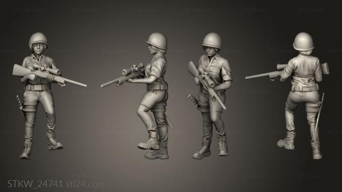 Military figurines (Girl Squad Sniper, STKW_24741) 3D models for cnc