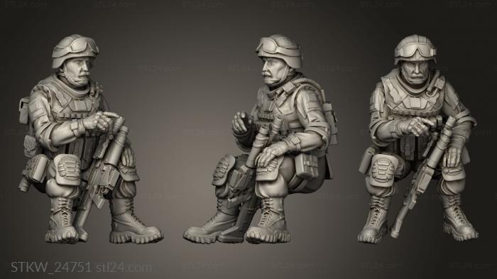 Military figurines (Soldier seated, STKW_24751) 3D models for cnc