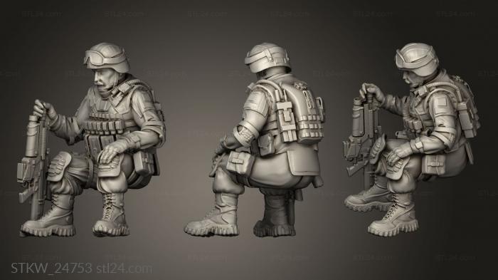 Military figurines (Soldier seated, STKW_24753) 3D models for cnc