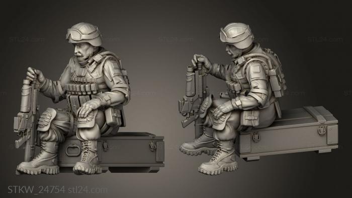 Military (Сидящий солдат, STKW_24754) 3D модель для ЧПУ станка