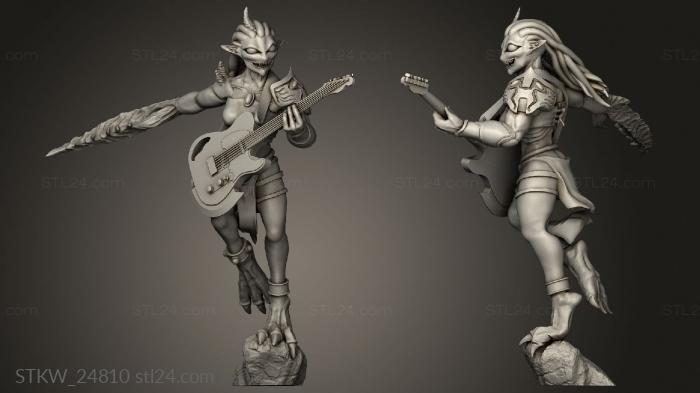 Military figurines (Daemonette with Guitar Demon Girl Guitarist, STKW_24810) 3D models for cnc