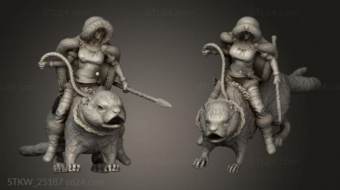 Military figurines (Ancient Northern Tribes Warrior Otter Rider, STKW_25187) 3D models for cnc