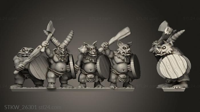 Military figurines (Clan Beast with Shields, STKW_26301) 3D models for cnc