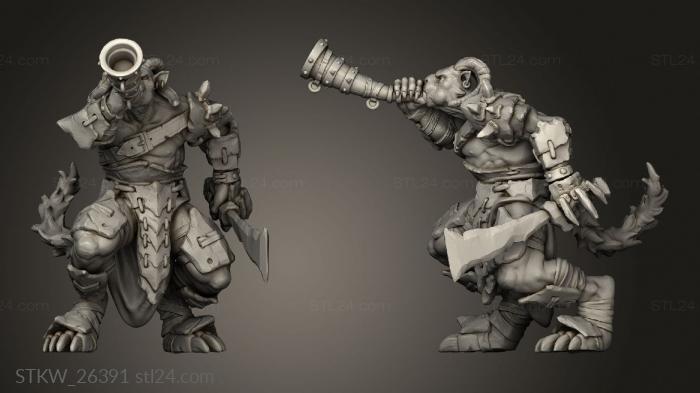 Military figurines (Beastmen Warriors Musician, STKW_26391) 3D models for cnc