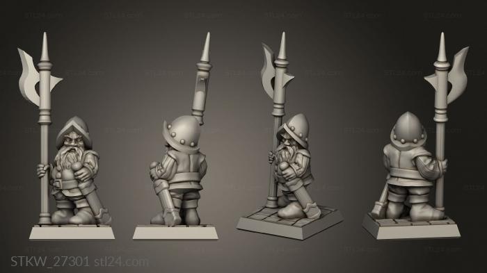 Military figurines (dwarf halberdier, STKW_27301) 3D models for cnc