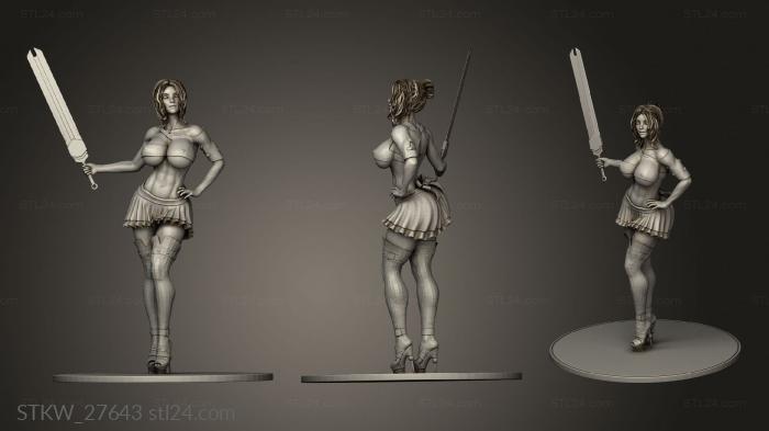 Military figurines (Busty swordswoman, STKW_27643) 3D models for cnc