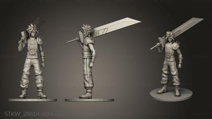 Military figurines (Cloud Sword on Shoulder in, STKW_28614) 3D models for cnc