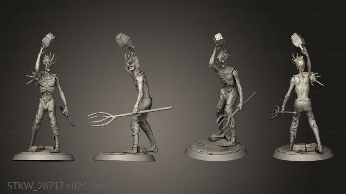 Military figurines (Corrupt Villager Pitchfork Idle, STKW_28717) 3D models for cnc