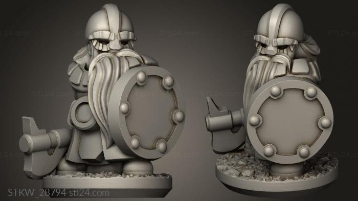 Military figurines (Forge Dwarves Shields warrior, STKW_28794) 3D models for cnc