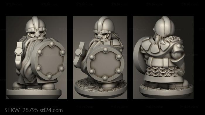 Military figurines (Forge Dwarves Shields warrior, STKW_28795) 3D models for cnc