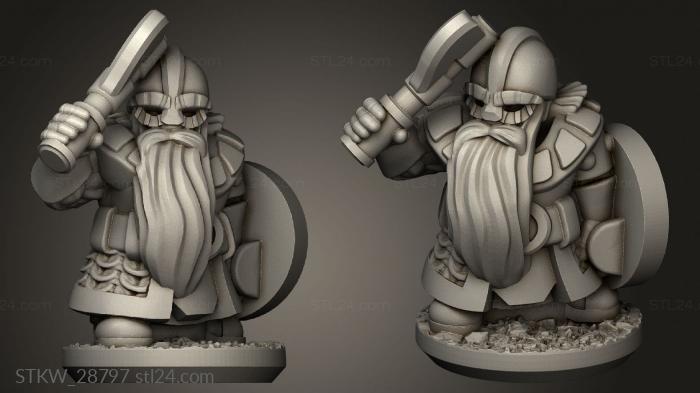 Military figurines (Forge Dwarves Shields warrior, STKW_28797) 3D models for cnc