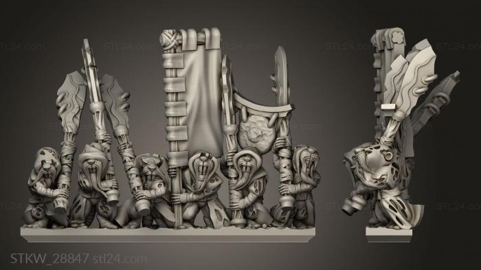 Military figurines (Forge Eastern Skaven strip seeker banner, STKW_28847) 3D models for cnc