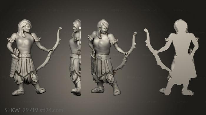 Military figurines (Dead Female Bow, STKW_29719) 3D models for cnc