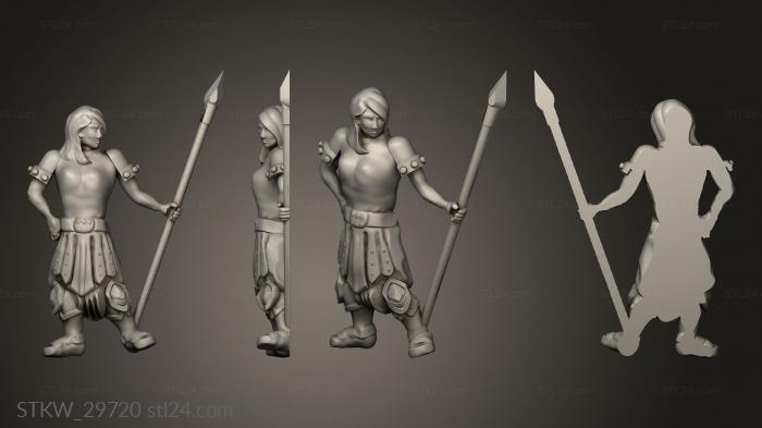 Military figurines (Dead Female Spear, STKW_29720) 3D models for cnc