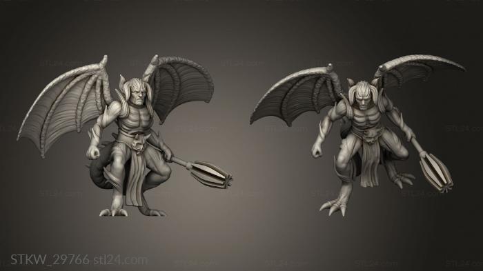 Military figurines (Deadly Sins Winged Devil Mace, STKW_29766) 3D models for cnc