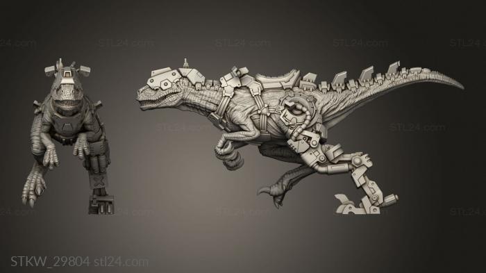 Military figurines (Death Cyber Rex Dinosaur With Helmet, STKW_29804) 3D models for cnc