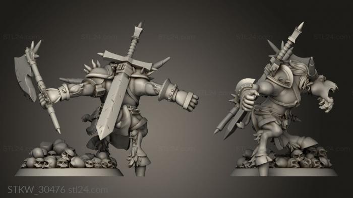 Military figurines (Klovak Bloodhide Khartesian Minotaur DFPAG STD base, STKW_30476) 3D models for cnc