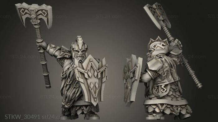 Military figurines (Gray Beards Dwarven Holds Champion Axe, STKW_30491) 3D models for cnc