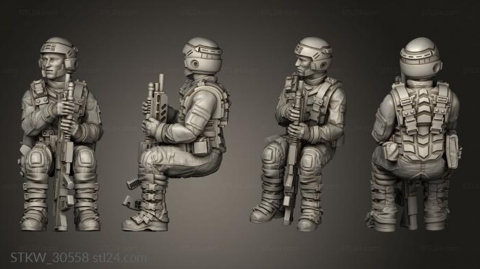 Military figurines (SPACE BORNE INFANTRY MANET FAST ATTACK BACK PASSENGER, STKW_30558) 3D models for cnc