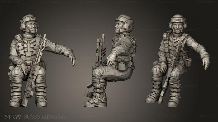 Military figurines (SPACE BORNE INFANTRY MANET FAST ATTACK BACK PASSENGER, STKW_30559) 3D models for cnc