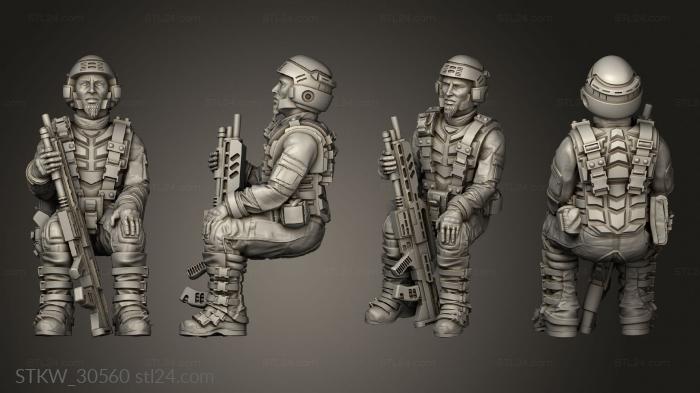 Military figurines (SPACE BORNE INFANTRY MANET FAST ATTACK BACK PASSENGER MIDDLE, STKW_30560) 3D models for cnc