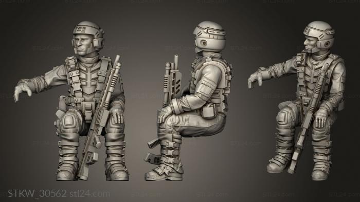 Military figurines (SPACE BORNE INFANTRY MANET FAST ATTACK CREW PASSENGER, STKW_30562) 3D models for cnc