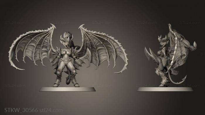 Military figurines (Drow Demonic Valkyrie Includes Pinup var, STKW_30566) 3D models for cnc