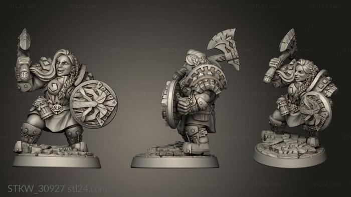 Military figurines (Dwarven Defenders Modular Defender Dwarf lady, STKW_30927) 3D models for cnc