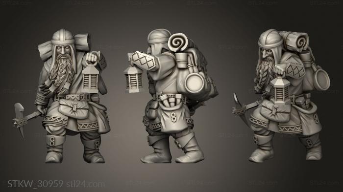 Military figurines (Dwarven Miners Warriors Dwarf Miner, STKW_30959) 3D models for cnc