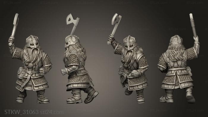 Military figurines (Dwarves warrior with axe, STKW_31063) 3D models for cnc