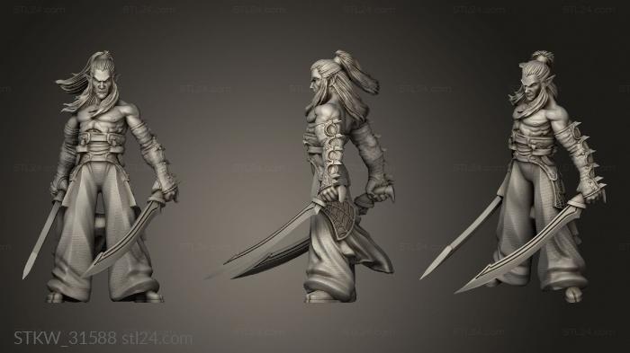 Military figurines (zecht drow weapon master, STKW_31588) 3D models for cnc