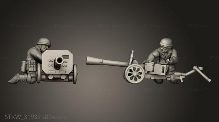 Military figurines (Fallschirmjager Raketenwerfer Mortar Flamethrower, STKW_31932) 3D models for cnc