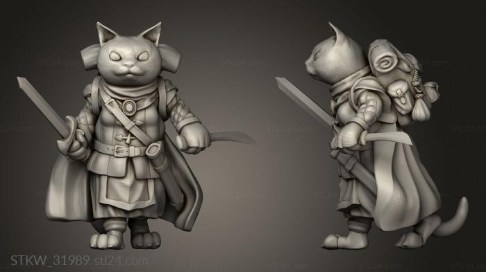 Military figurines (Fantasy Cats THE Scruffy Clowder Maja ROGUE, STKW_31989) 3D models for cnc