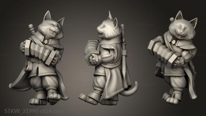 Military figurines (Fantasy Cats THE Scruffy Clowder Riffi BARD, STKW_31990) 3D models for cnc