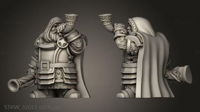 Military figurines (Fantasy Dwarf Command Musician, STKW_32013) 3D models for cnc