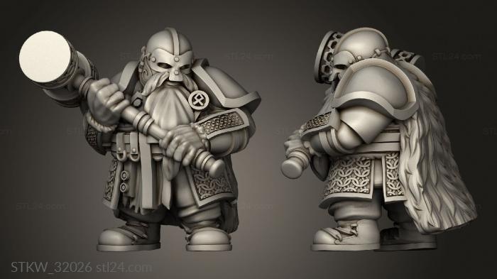 Military figurines (Fantasy Dwarf Hammermen, STKW_32026) 3D models for cnc