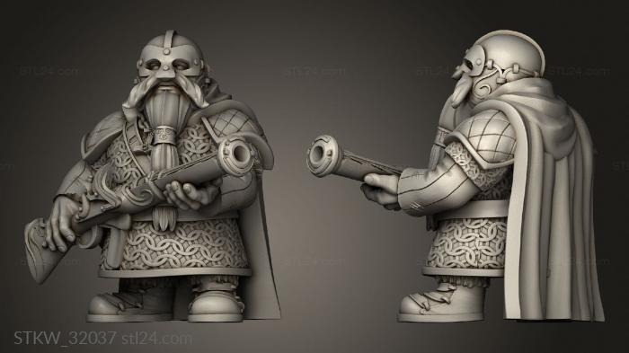 Military figurines (Fantasy Dwarf Musketmen, STKW_32037) 3D models for cnc