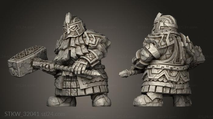 Fantasy Dwarf Rune Guardian Golem