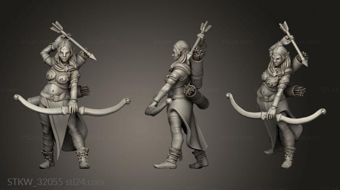 Military figurines (Fantasy female ranger bow renger, STKW_32055) 3D models for cnc