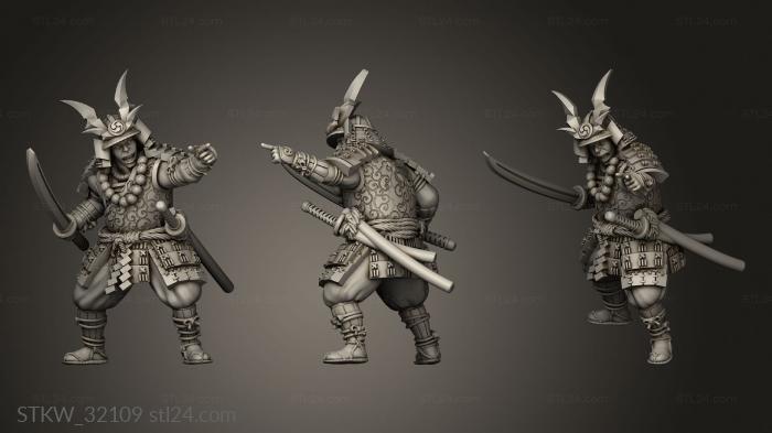 Military figurines (Fantasy Japanese Samurai on Foot Command Captain, STKW_32109) 3D models for cnc